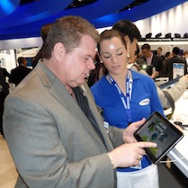 Dave playing with Samsung's  Galaxy Tab 10.1 - He loves it!
