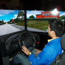 Rob Almanza failed the Driving & Texting Simulator at the LG booth