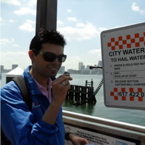 Rob hails the water taxi