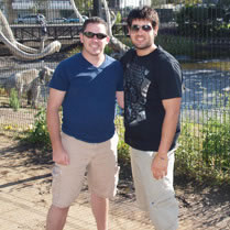 Jason & Andres in front of  La Brea Tar Pits in LA