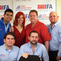 "Into Tomorrow" Team with Miss IFA. (Clockwise: Rob, Miss IFA, Dave, Chris, Israel & Horacio)