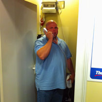 Chris Graveline's private "phone closet" at our broadcast booth