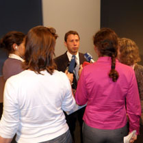 IFA Show Director, Jens Heithecker, surrounded by ladies from the media