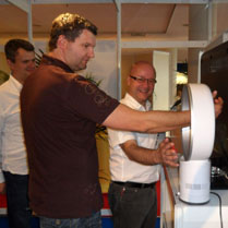 IFA visitors try Dyson's Air Multiplier  in our broadcast studio