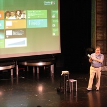Charles shows Windows 8 on  a slate (Samsung Series 7 PC)