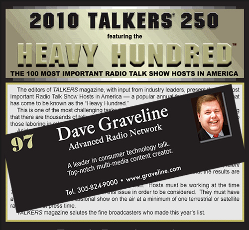 CONGRATULATIONS to Dave Graveline for making the "2010 Talkers 250" list AGAIN this year! Click For More Info