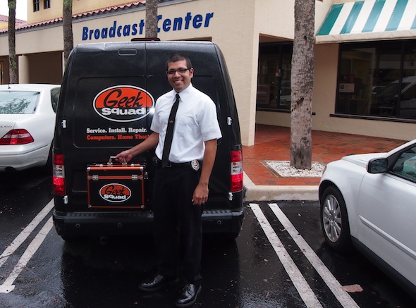 Ali and his van in front of our Broadcast Center