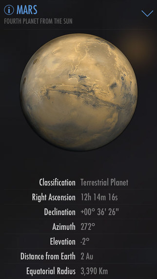 SkyView app showing a planet