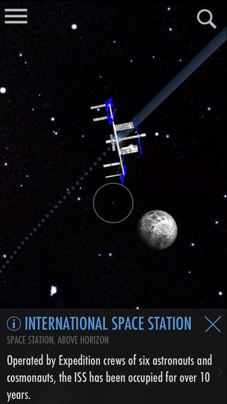 SkyView app showing a space station