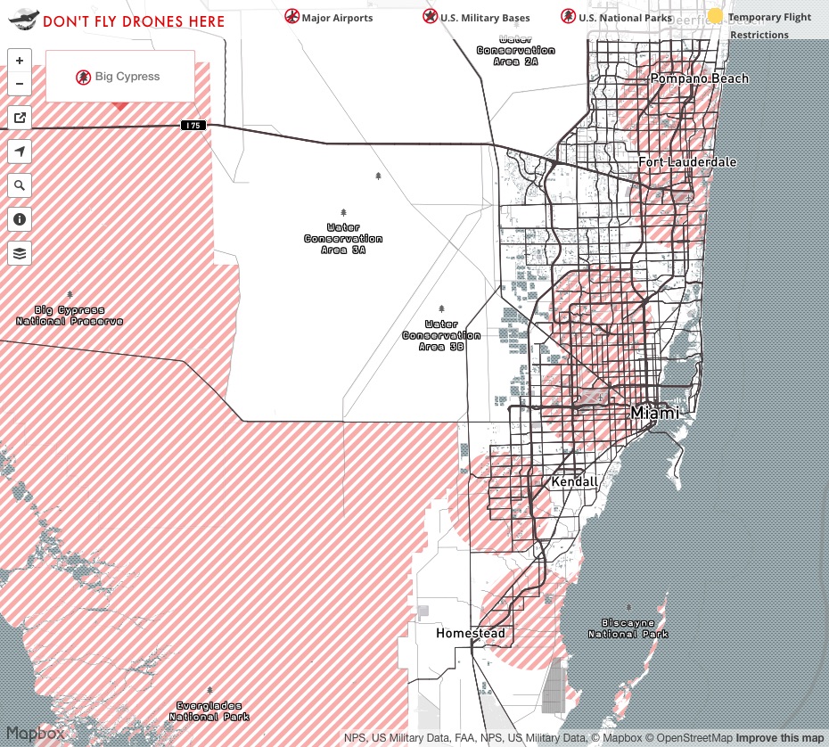 MapBox Drone Zones For South Florida